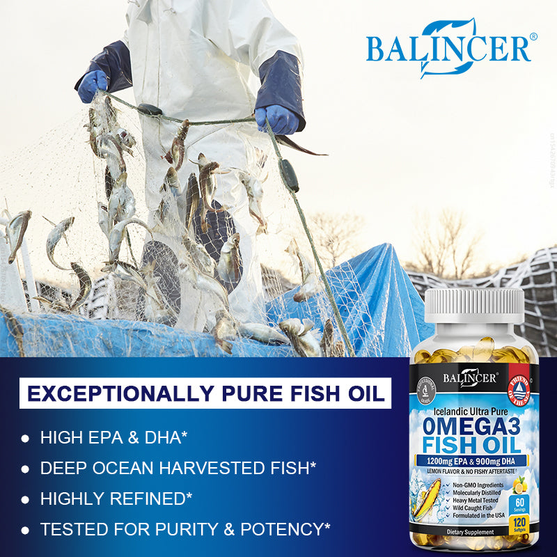 Omega-3 Fish Oil - EPA & DHA for Heart & Brain - 120 Capsules