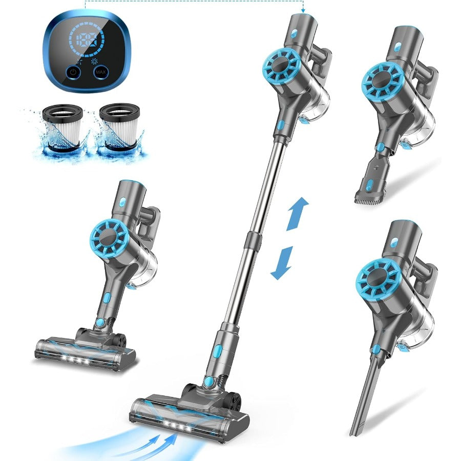 Cordless Vacuum Cleaner - Lightweight, Self-Standing, LED