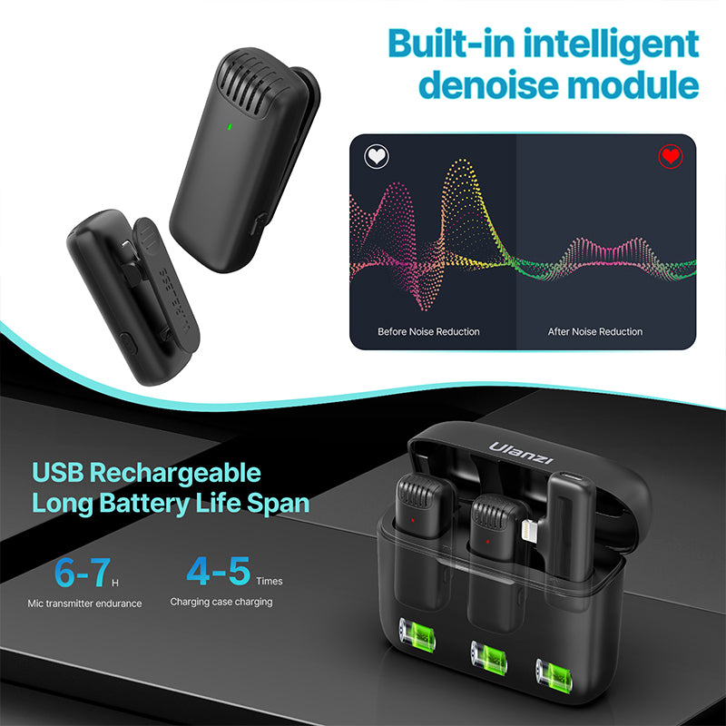 Ulanzi J12 Wireless Lavalier Mic for iPhone & Android