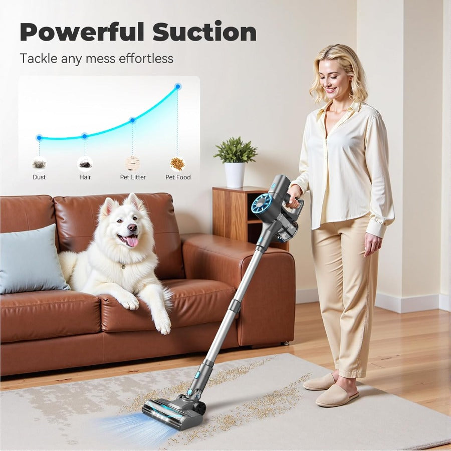 Cordless Vacuum Cleaner - Lightweight, Self-Standing, LED