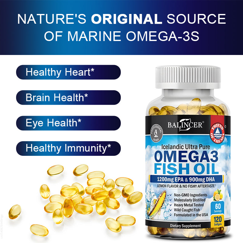 Omega-3 Fish Oil - EPA & DHA for Heart & Brain - 120 Capsules