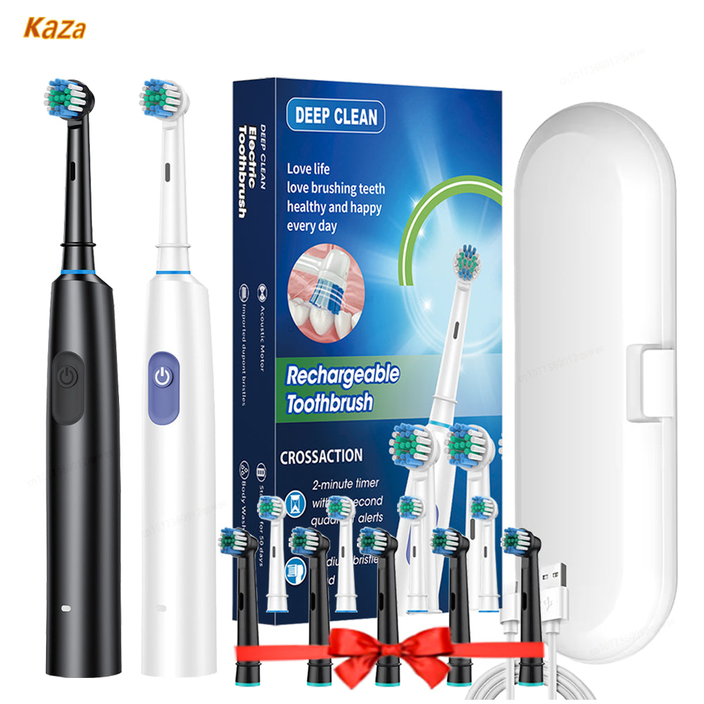 Electric Toothbrush Rotary Clean | 8 Heads & Timer