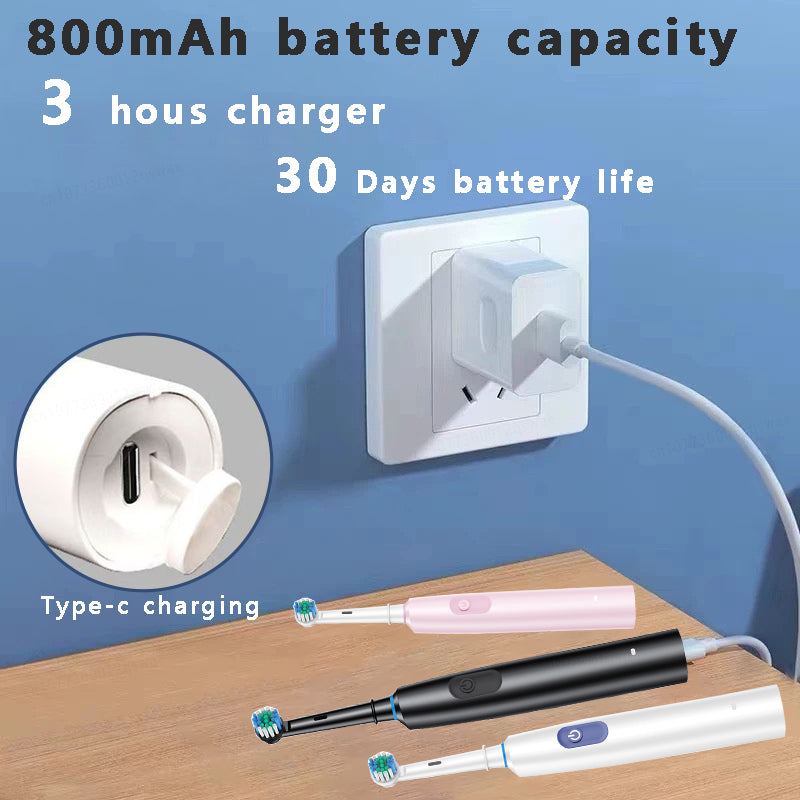 Electric Toothbrush Rotary Clean | 8 Heads & Timer