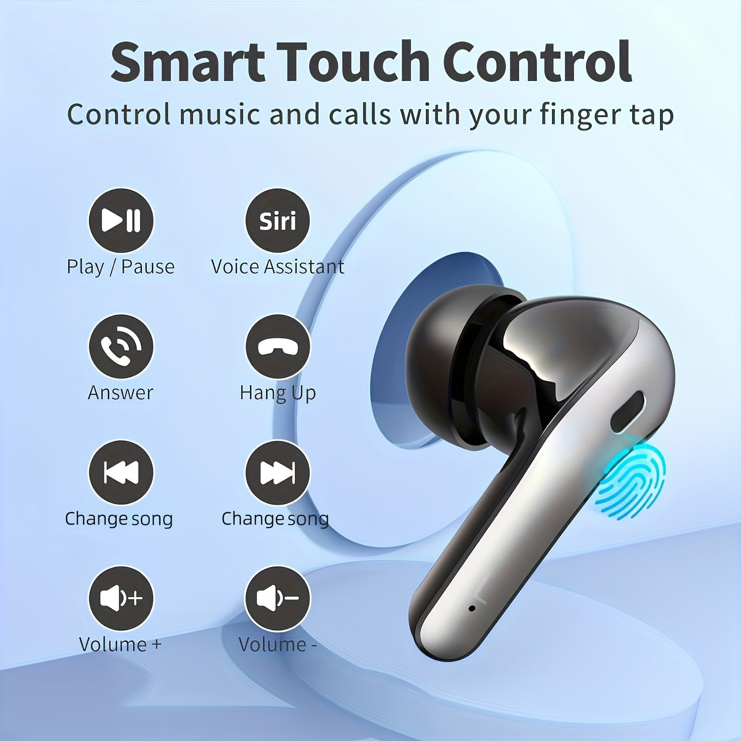 Wireless Earbuds 60H Playback LED Display & Charging Case