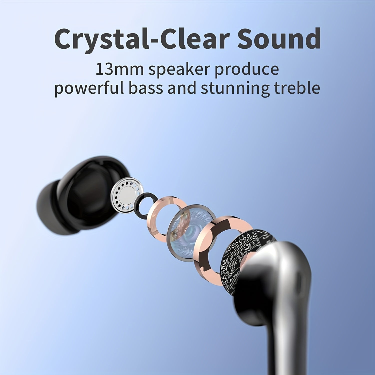 Wireless Earbuds 60H Playback LED Display & Charging Case