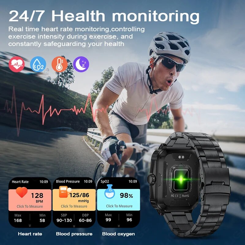 LIGE Men's Sport Smartwatch: 1.96" Screen, Bluetooth, Waterproof