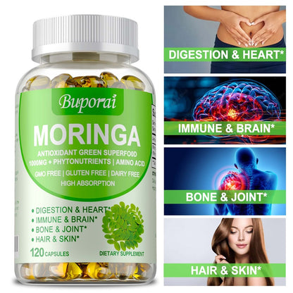 Moringa Supplement - Boost Energy, Sleep & Wellness, Non-GMO