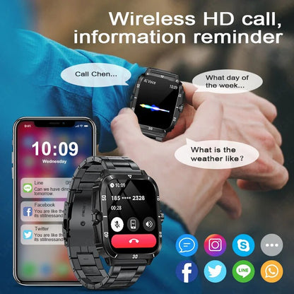 LIGE Men's Sport Smartwatch: 1.96" Screen, Bluetooth, Waterproof