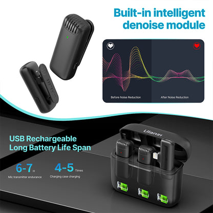 Ulanzi J12 Wireless Lavalier Mic for iPhone & Android