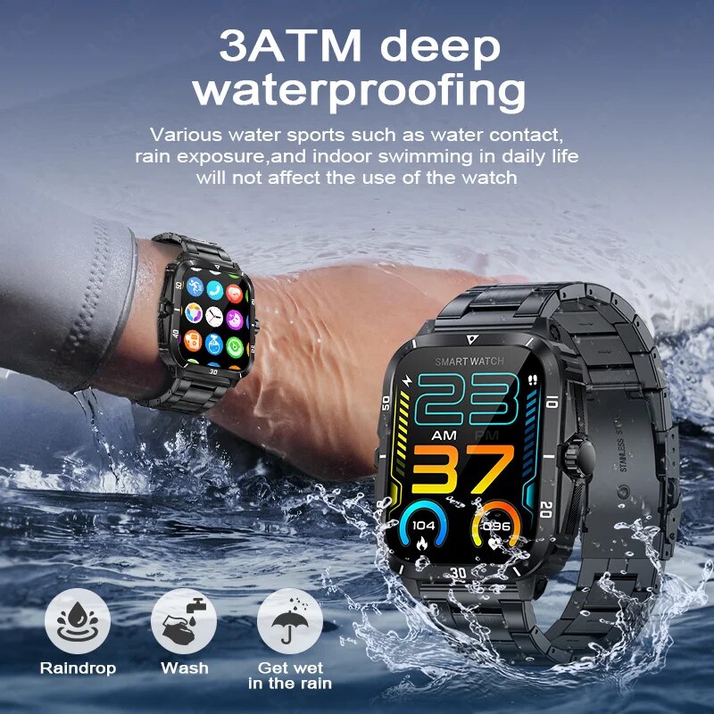 LIGE Men's Sport Smartwatch: 1.96" Screen, Bluetooth, Waterproof