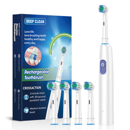 Electric Toothbrush Rotary Clean | 8 Heads & Timer