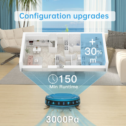 Smart Robot Vacuum 3000Pa: Self-Charging, Pet & Carpet Perfect