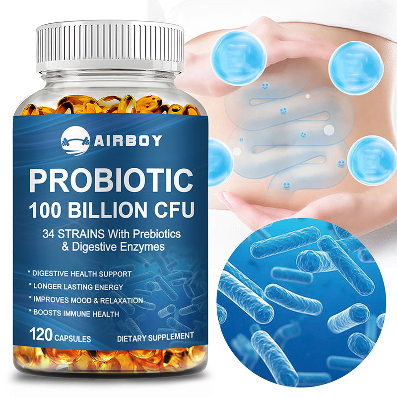 Probiotics 100B CFU + Prebiotics: Gut Health & Bloat Relief