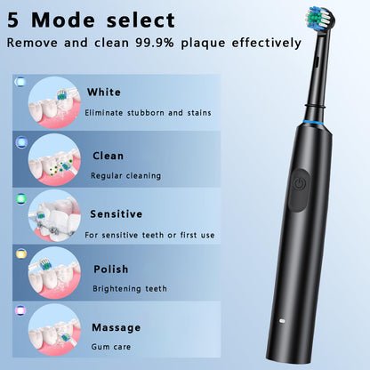 Electric Toothbrush Rotary Clean | 8 Heads & Timer
