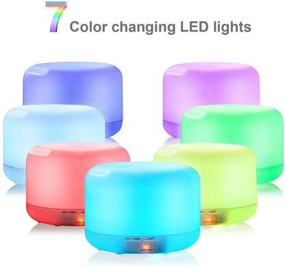 Aroma Diffuser 300ml: 7-Color Light & Timer Fog Mode