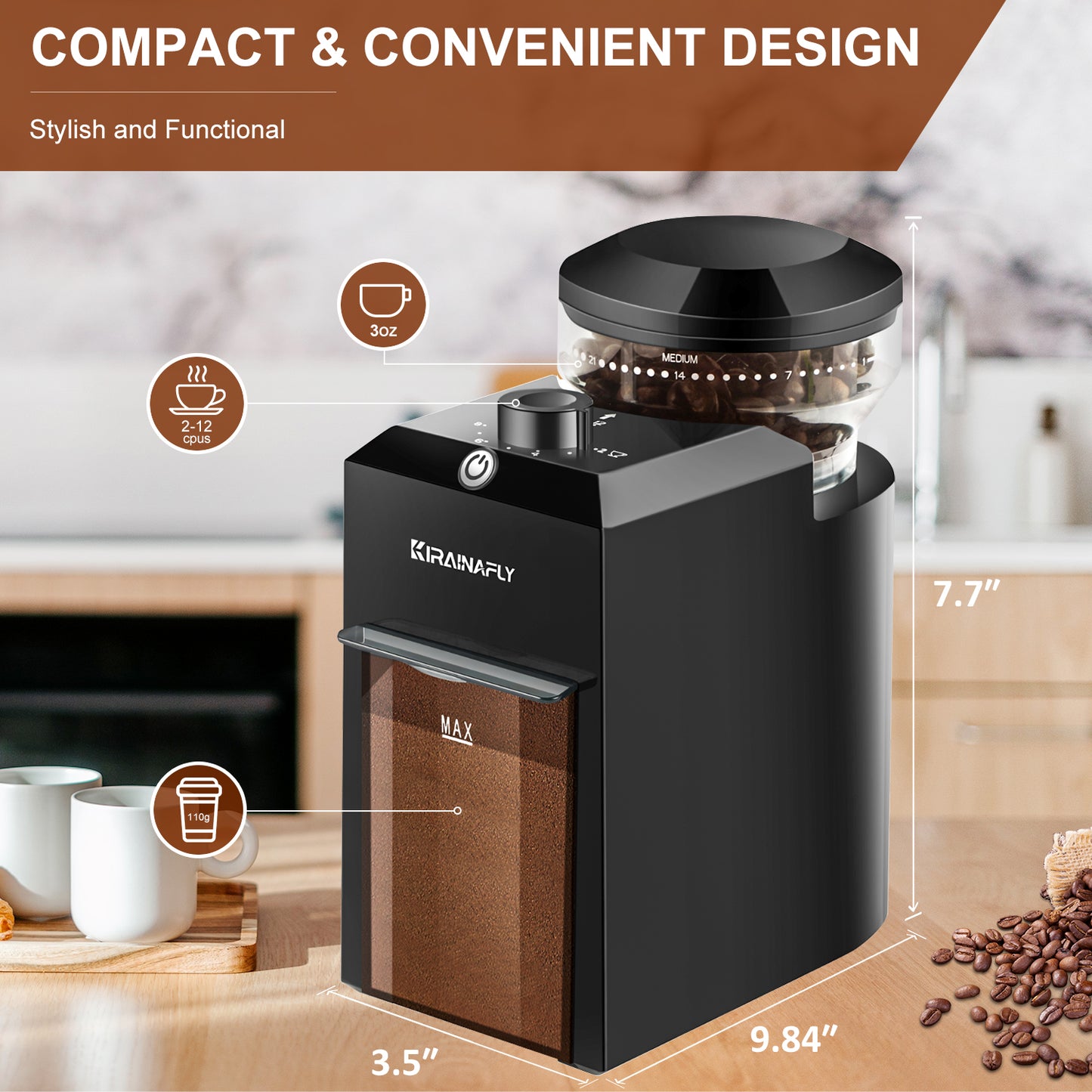 Electric Burr Coffee Grinder - 28 Settings for Espresso & More