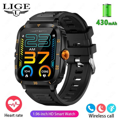 LIGE Men's Sport Smartwatch: 1.96" Screen, Bluetooth, Waterproof