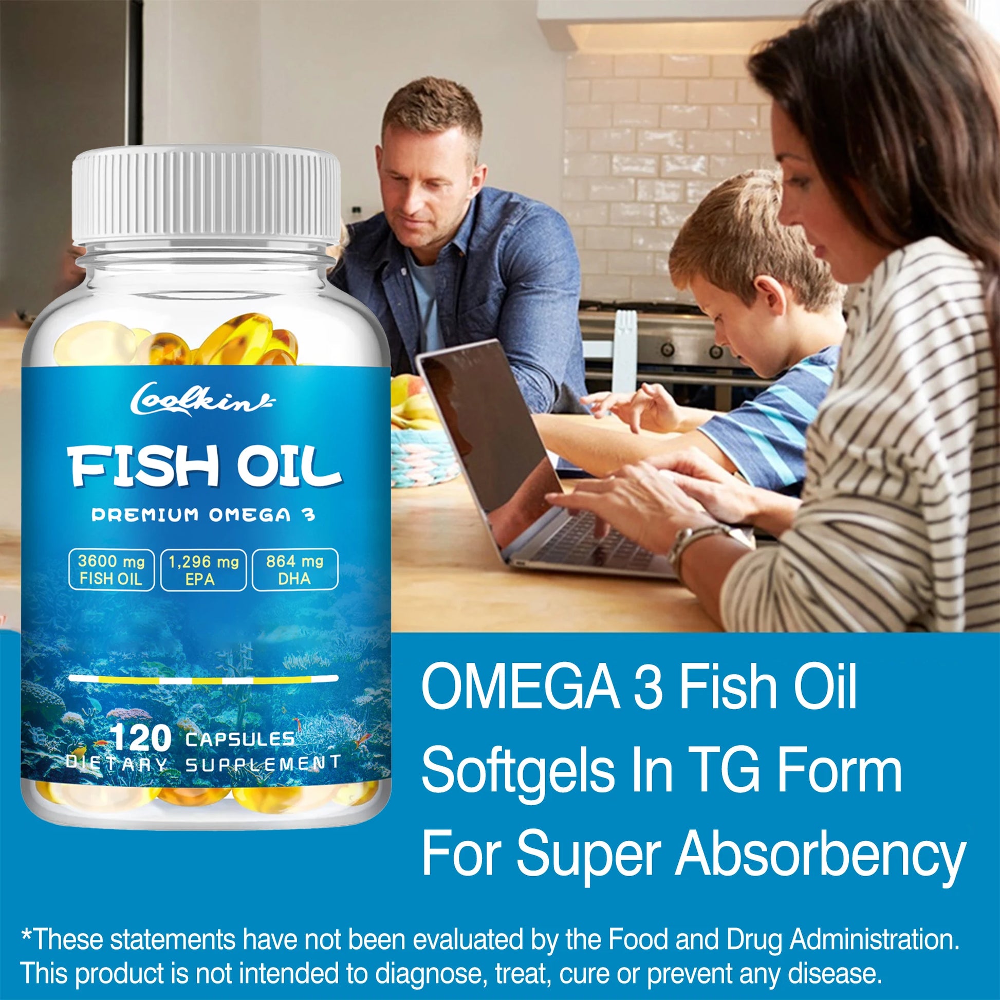 Omega-3 Fish Oil Capsules - EPA & DHA for Brain & Heart Health