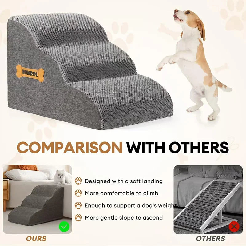 Pet Stairs Large Dog Cat - Soft Sponge Non-Slip Steps