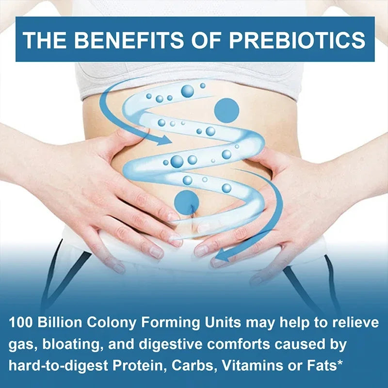 Probiotics 100B CFU + Prebiotics: Gut Health & Bloat Relief