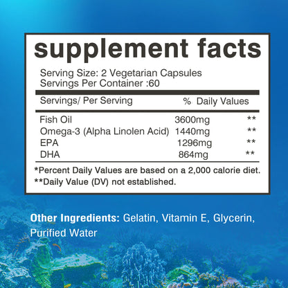 Omega-3 Fish Oil Capsules - EPA & DHA for Brain & Heart Health