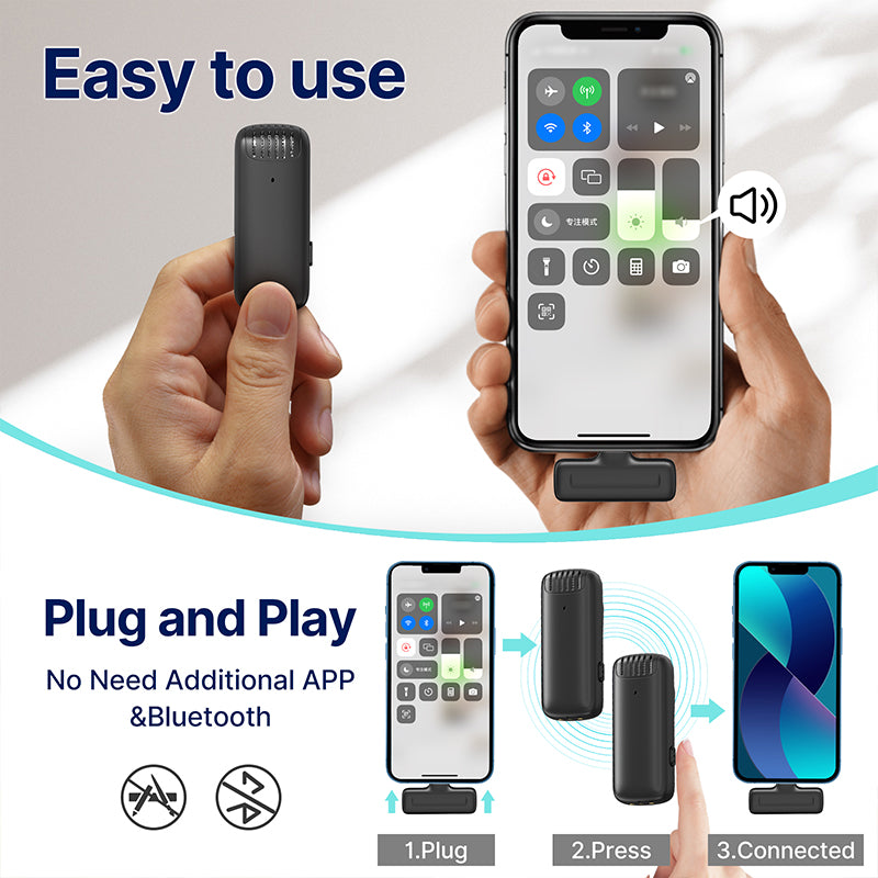 Ulanzi J12 Wireless Lavalier Mic for iPhone & Android